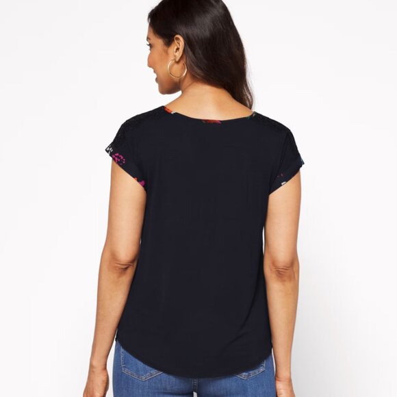 Worn Once! FORTUNE + IVY Allison Mixed Material Blouse - Picture 4 of 4